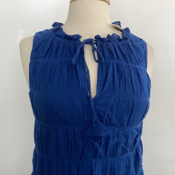 Max Studio Cobalt Blue Gauzy tiered Sleeveless Dress w/Tie Front Small NWT - Picture 11 of 14